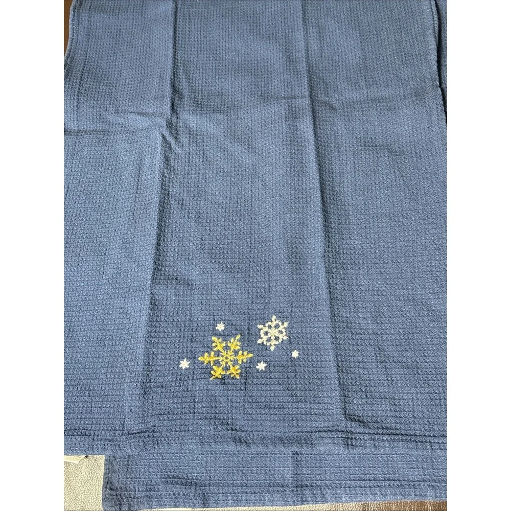 2 Christmas Snowflakes Navy Blue Snowflake Dish Towels